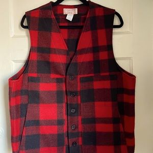 FILSON Red Plaid Mackinaw Wool Vest